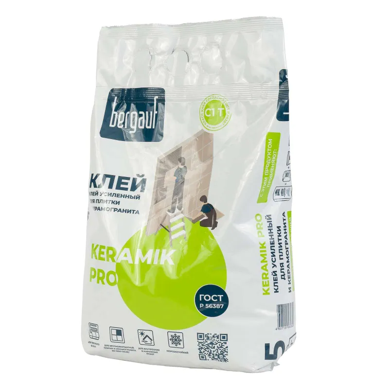 Клей плиточный Bergauf Keramik Pro С1Т, 5 кг — купить в Тобольске