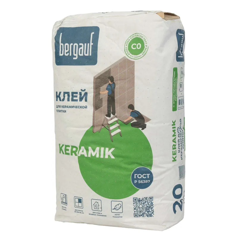 Клей плиточный Bergauf Keramik С0, 20 кг — купить в Тобольске