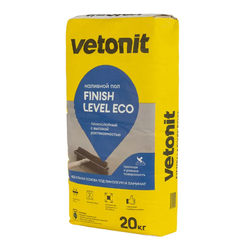 Наливной пол Vetonit finish level eco М200 20кг — купить в Тобольске