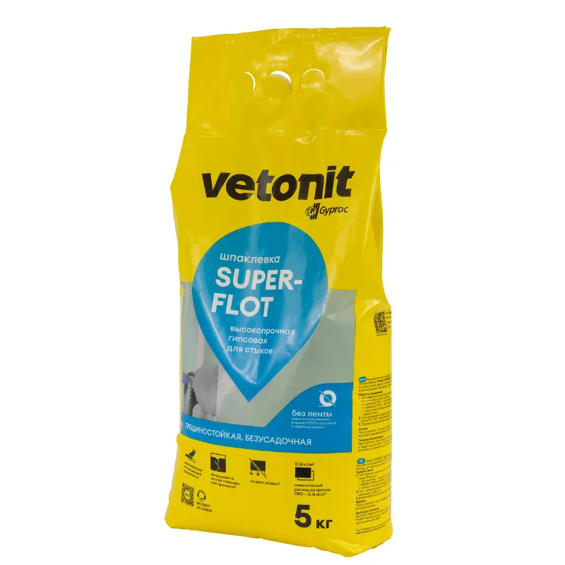 Шпаклевка Vetonit Superflot гипсовая для заделки швов и стыков  5кг — купить в Тобольске